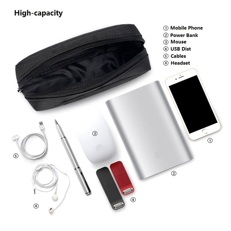 ERCRYSTO Universal Electronics/Accessories Soft Carrying Case Bag, Durable & Light-weight,Suitable for Out-going, Business, Travel and Cosmetics Kit (Small+Big-Black) - Image 5